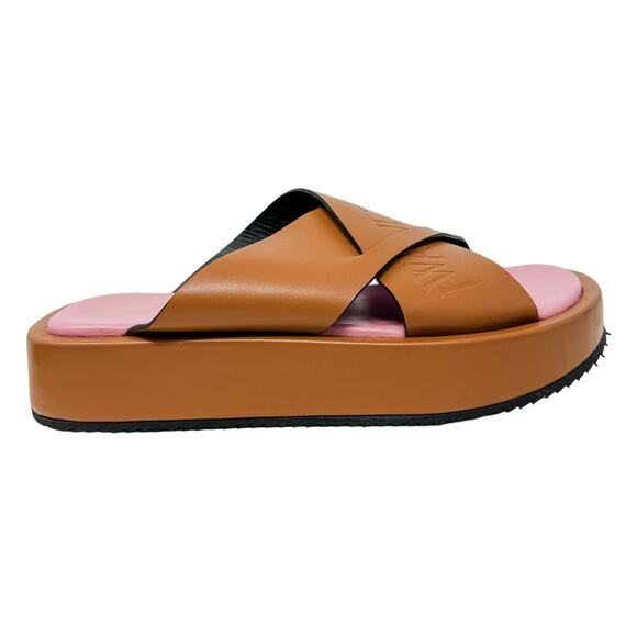 J.W. Anderson Flat Platform Leather Slide Sandal Cross Strap Size 36 / US 6-7 - Picture 11 of 15